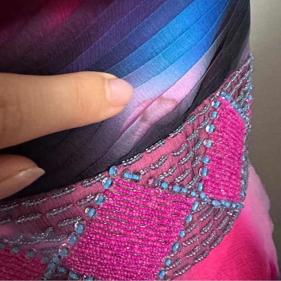 Jovani Strapless Watercolor Maxi Dress – Fairycore Formal Gown 10 silk - Picture 9 of 13